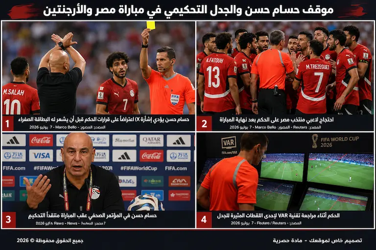 مباراة مصر والارجنتين ومقف حسام حسن